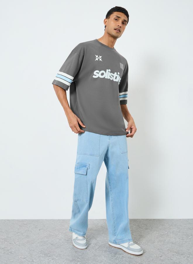 Styli Men Grey Graphic Print Boxy Fit T-Shirt - Image 1